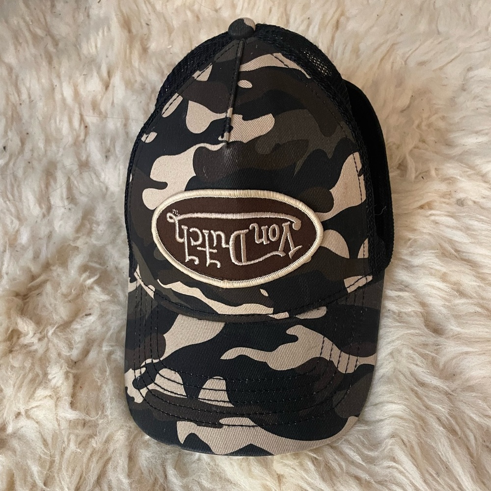 Von Dutch Camo SnapBack Upside Down Label